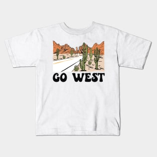 Go West Cactus Country Music Kids T-Shirt
